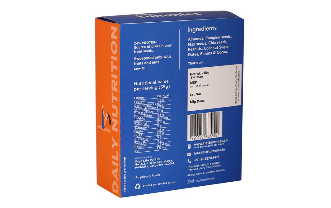 Flat Tummies 6 Protein Bars, Cocoa    Box  210 grams